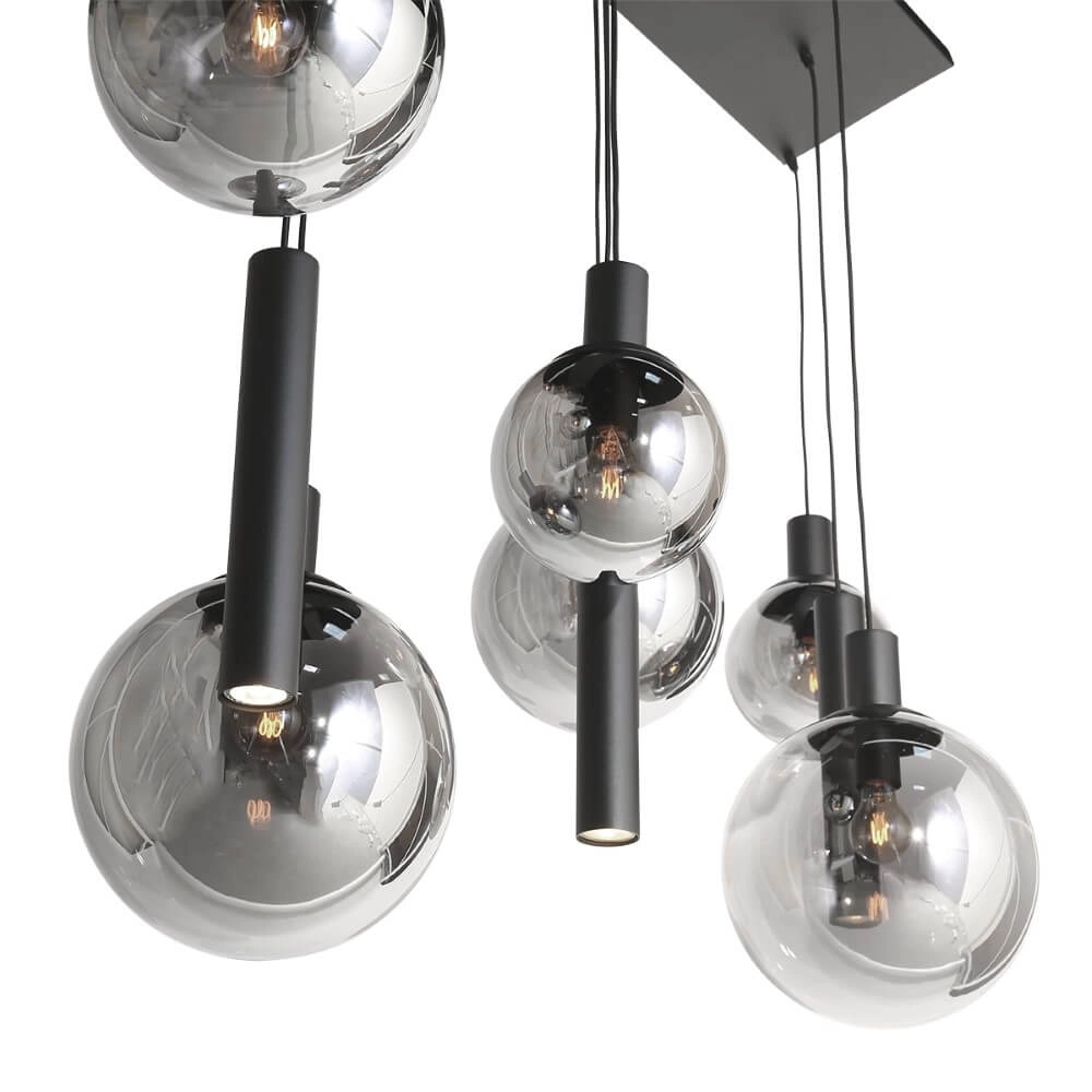 Esstisch-Hängelampe Bollique schwarz mit Rauchglas Steinhauer 8712746172973