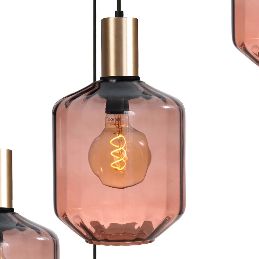 5-flammige Loft-Hängelampe - Gold - Porto mit roten Jagger-Brillen – Ø 24 cm Masterlight 8718121271101