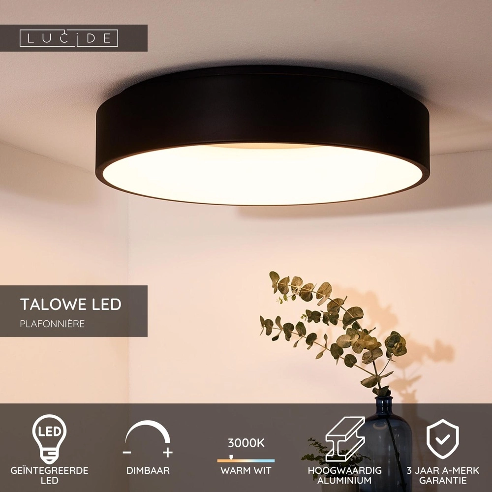 Deckenlicht Talowe Led Ø 60 cm schwarz Lucide 5411212460646