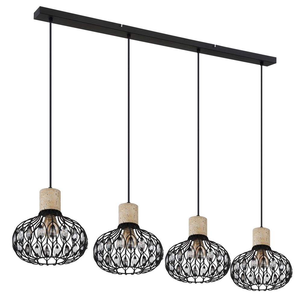 4-Licht Pendellampe Dorthy Country Black Globo 9007371572069