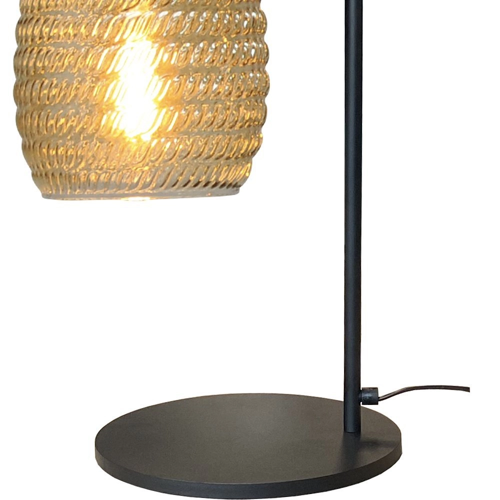Schwarze Tischlampe Bounty mit geripptem Glas Masterlight 8718121251103