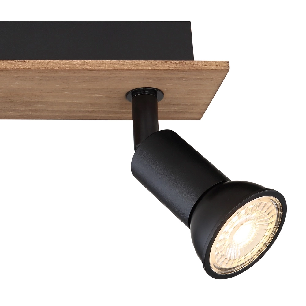 Deckenscheinwerfer Drew Schwarz mit Holz 3-Lichter Globo 9007371433780