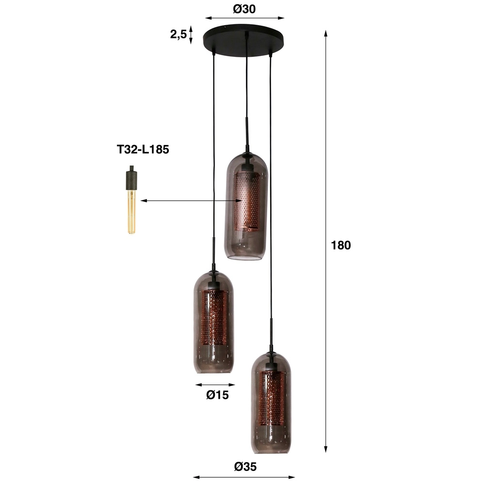 Couchtisch-Pendellampe Smoke Ø 35cm Lyora 8716803512122