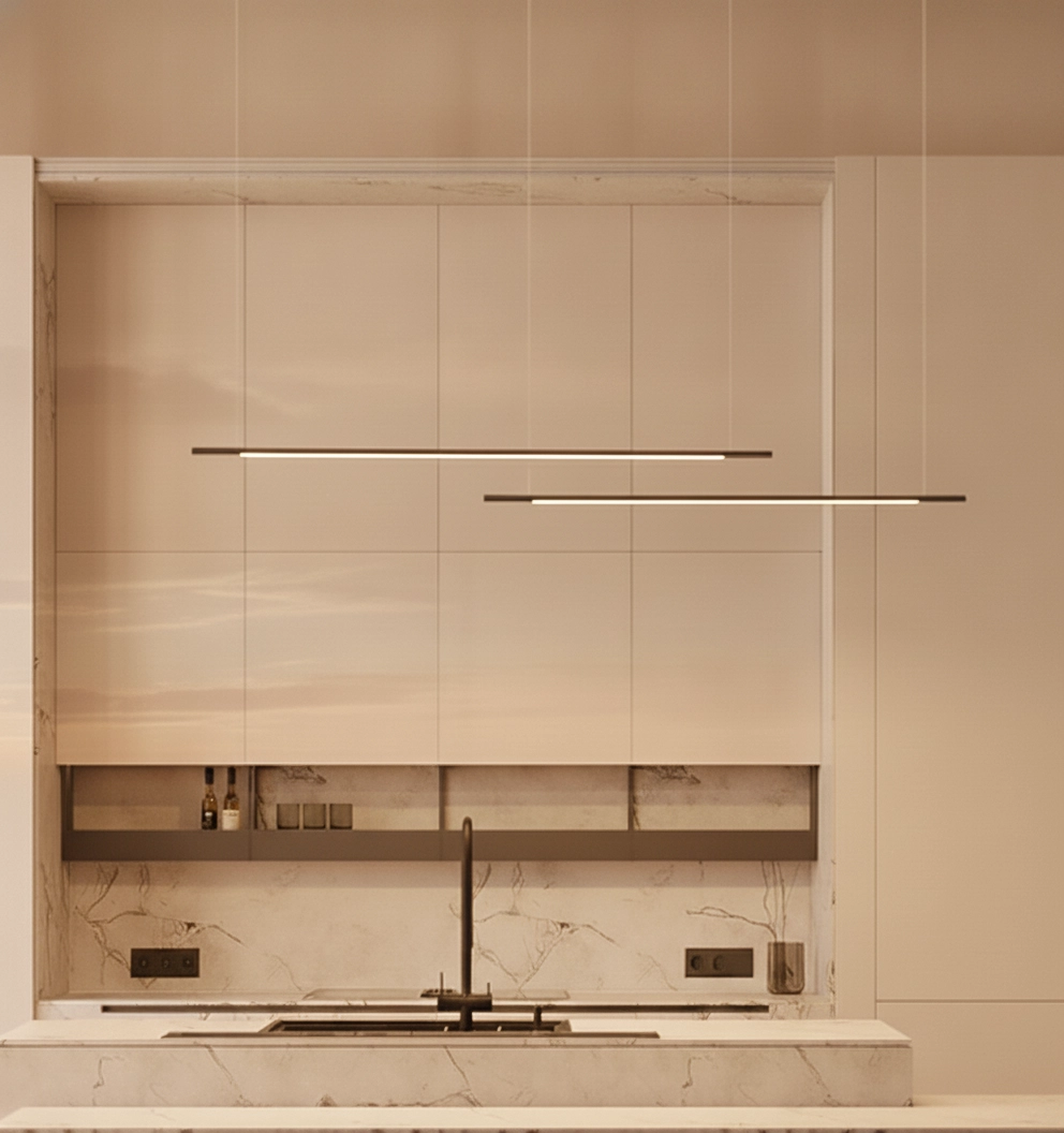 Schlanke Pendelleuchte Brillia schwarz 161cm