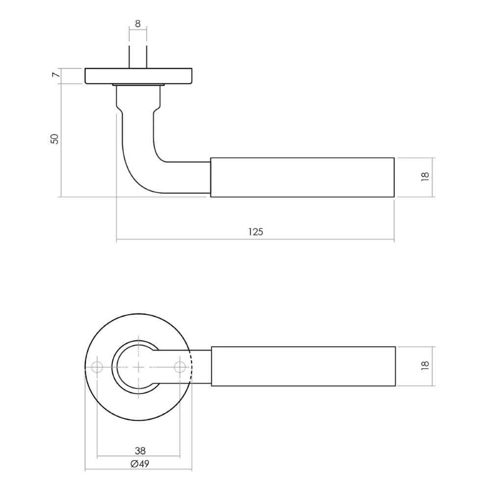 Türklinke Palma auf Rosette Messing getrommelt Intersteel 8714186485736