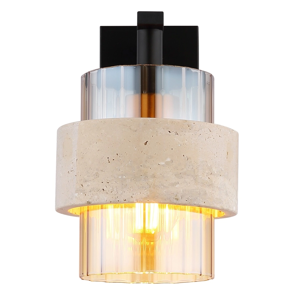 Wandlampe Daren Schwarz mit Marmor Globo 9007371589661