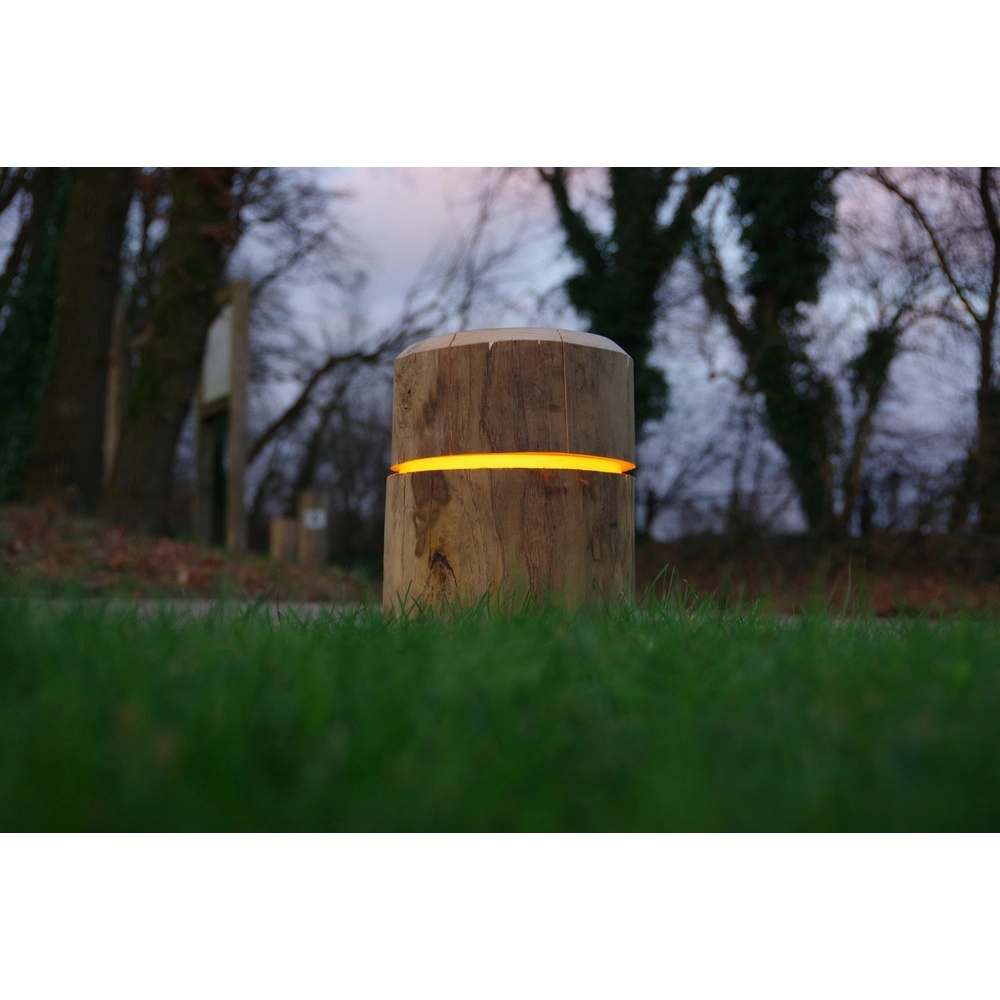 Holz-Randbeleuchtung Rondo Kastanie – 31,5 cm – 2700K – quadratisch