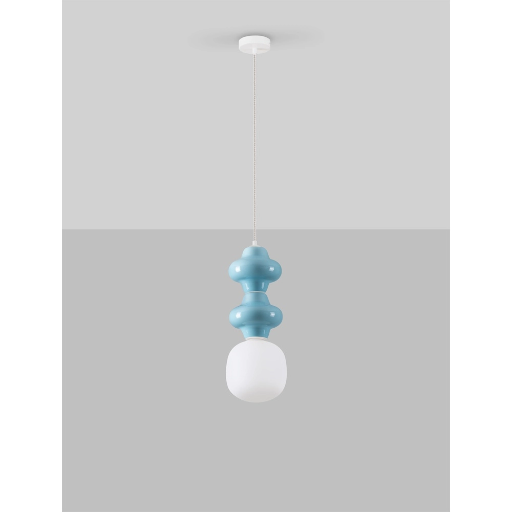 Pendelleuchte Clio M blaue Kerämie mit weißem Glas Lyora 5212017461254