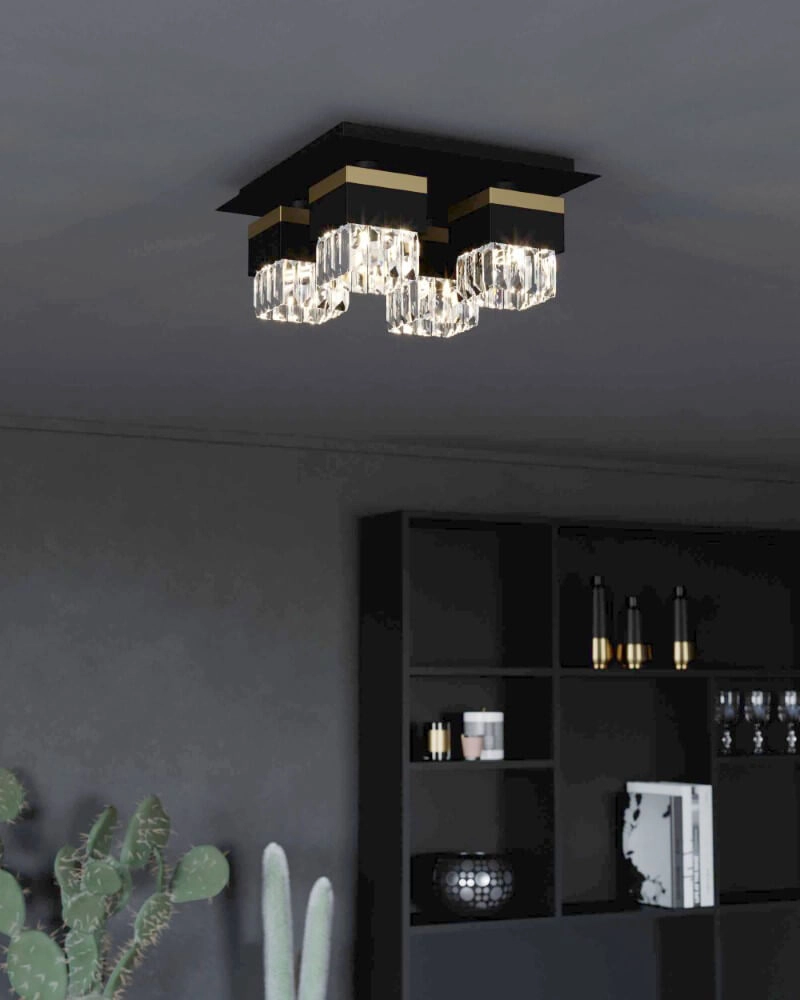 Designer-Deckenleuchte Barrancas schwarz mit gold Eglo 9008606242764