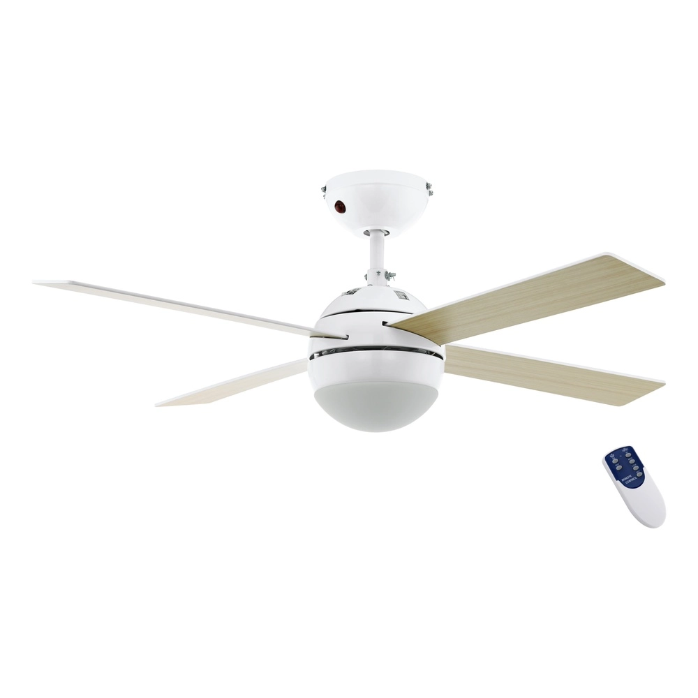 Fan Fan Weiß und Holz mit Lampe