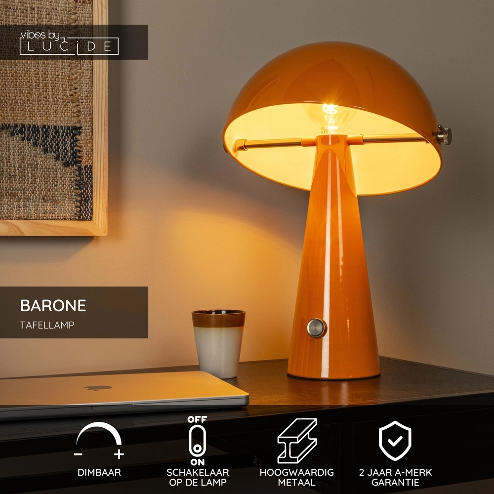 Tischlampe Barone orange Ø 38 cm Lucide Vibes 5411212650122