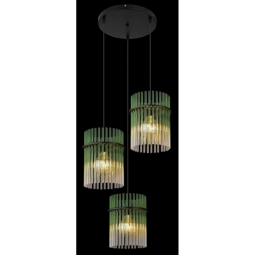 Schwarze Pendelleuchte Gorley mit grünem Glas Ø 47cm Globo 9007371462988