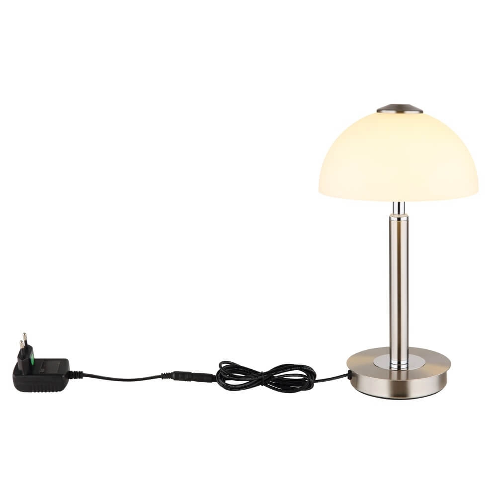 Tischlampe Uldin Nickel mit weißem Glas Globo 9007371446834