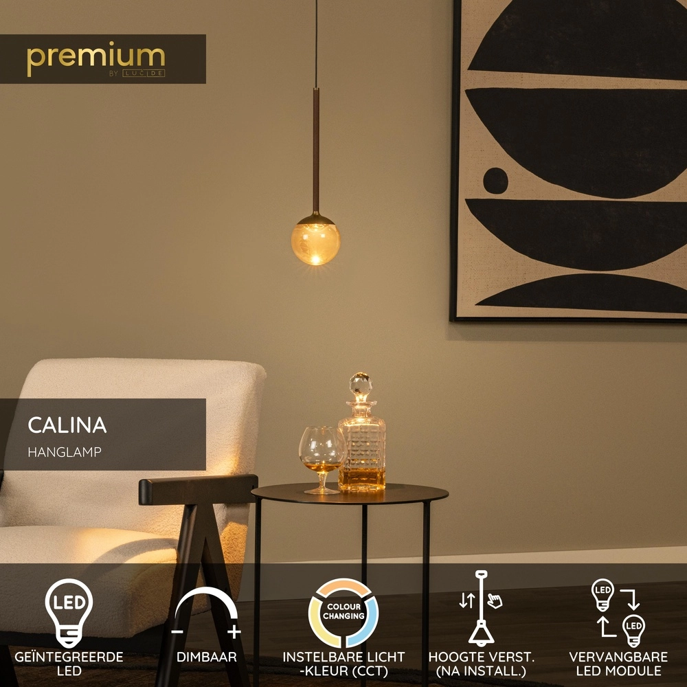 Pendellampe Calina nur mit Amber Ball Premium by Lucide 5411212242044