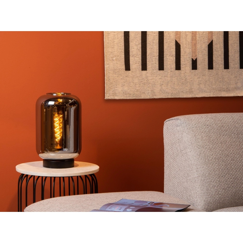 Tischlampe Joanet Schwarz mit Rauchglas Lucide 5411212452177