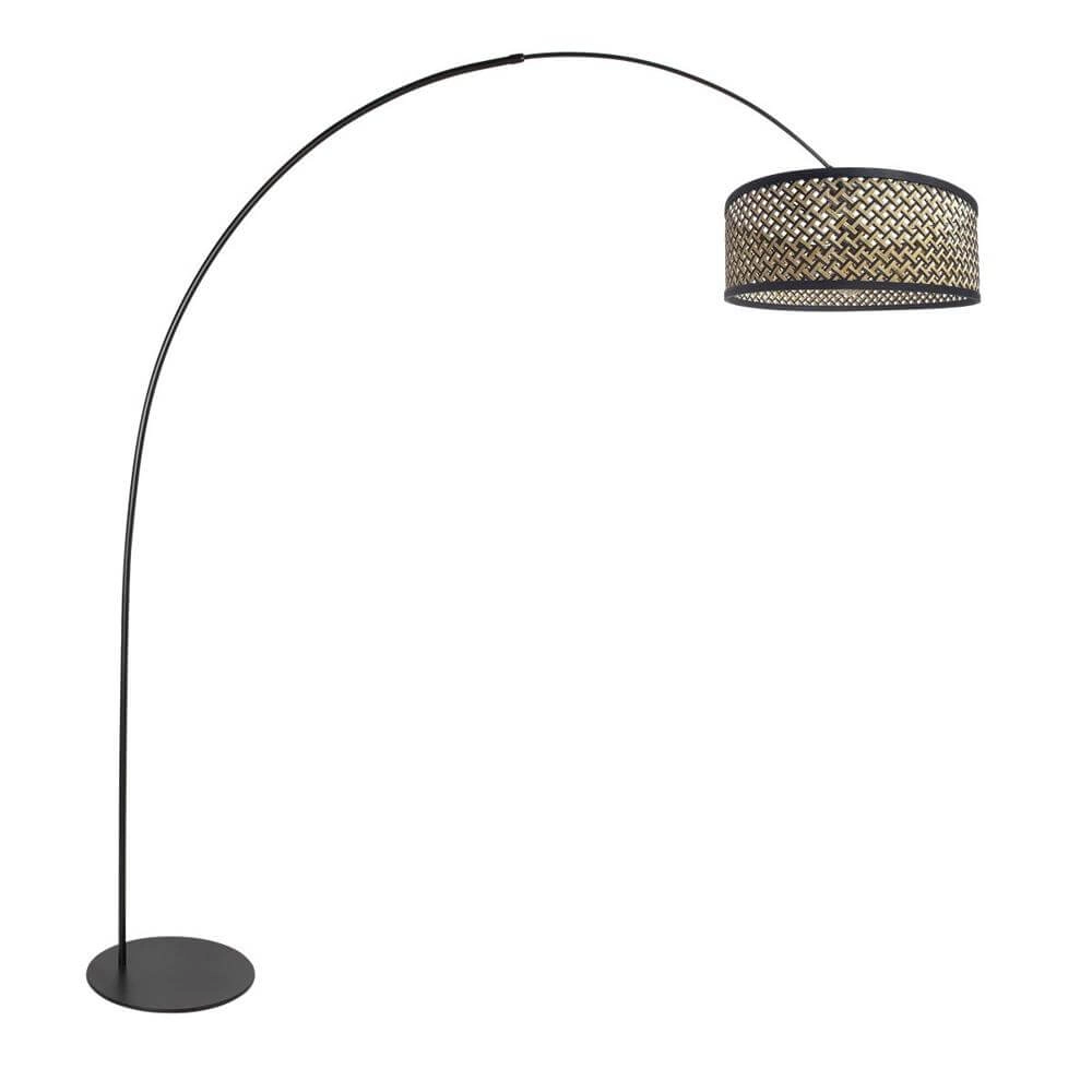 Stehlampe Curve schwarz mit Rattanschirm Ø 50cm Steinhauer 8712746179422
