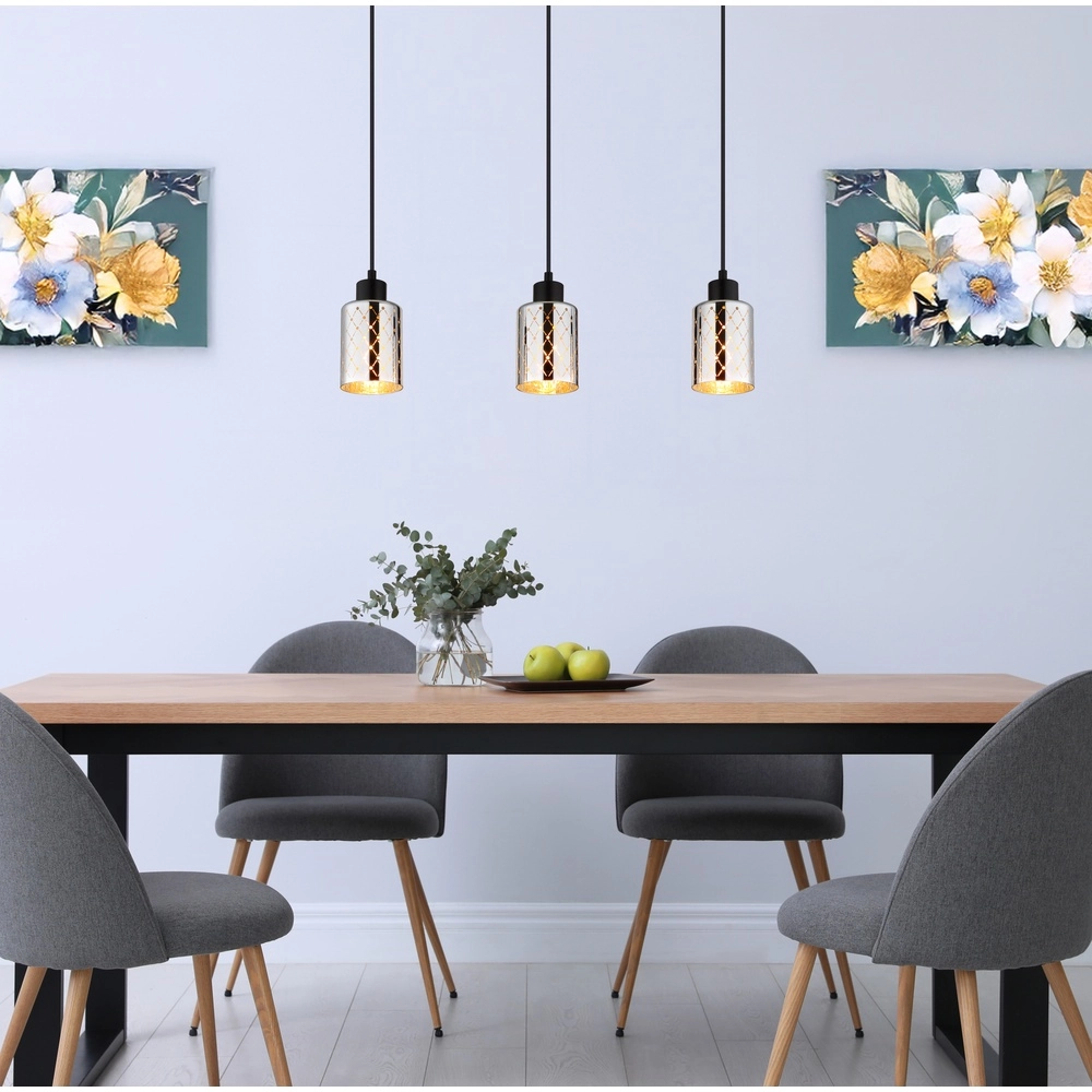 Design-Pendellampe Alonso 3-Licht Schwarz Globo 9007371575251
