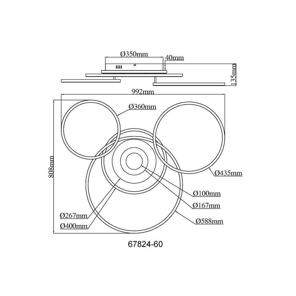 Design-Deckenlampe Miles 99,2 x 99,2 cm Globo 9007371592722