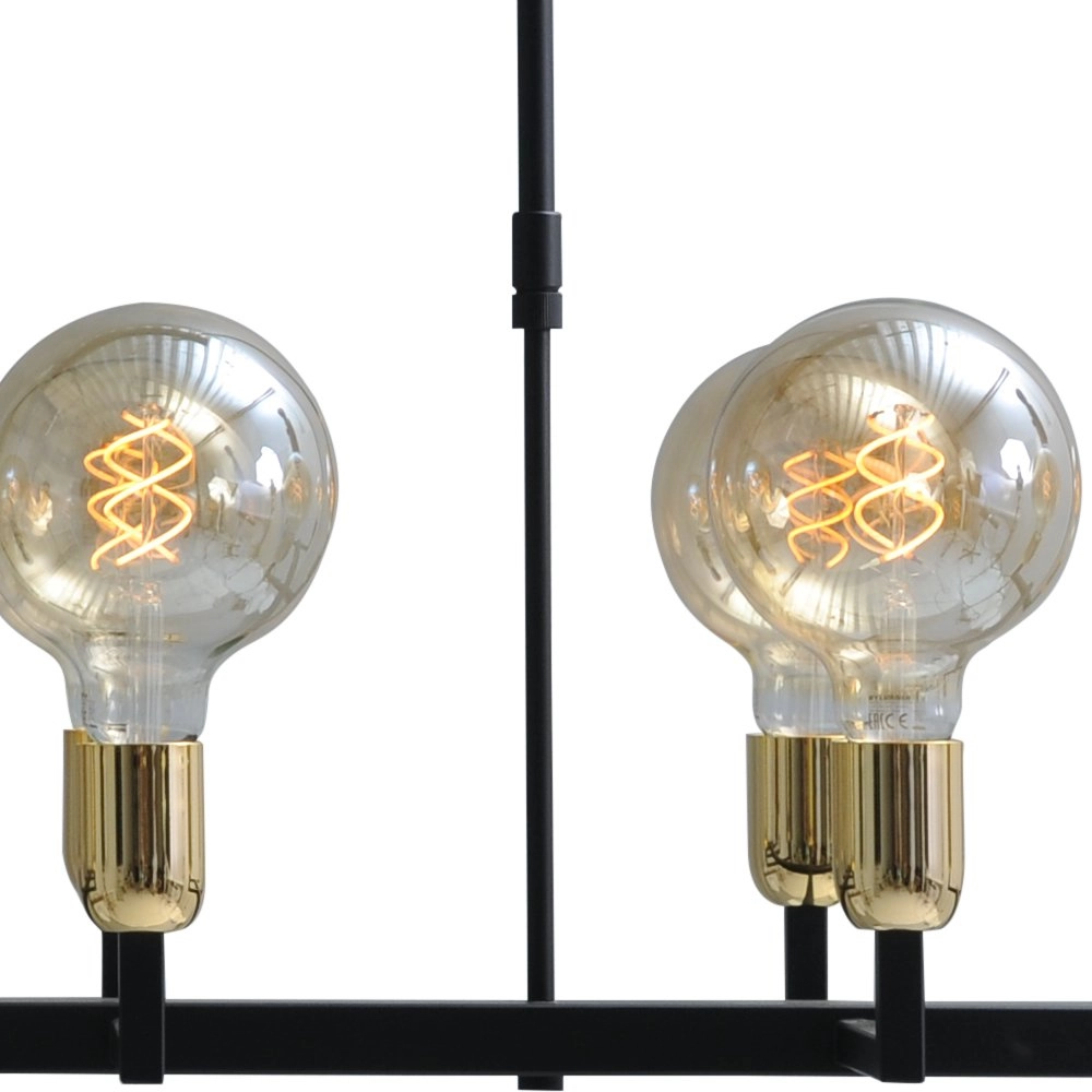 Schwarze Esszimmer-Hängelampe Tube 12-Licht-Goldbeschläge Masterlight 8718121188713