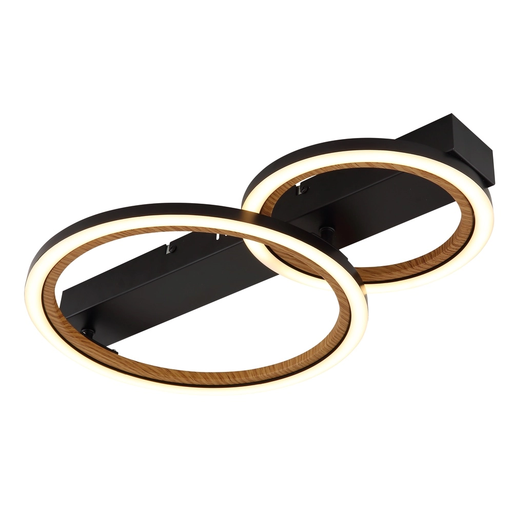 Deckenlampe Dakari I 2 schwarze Ringe