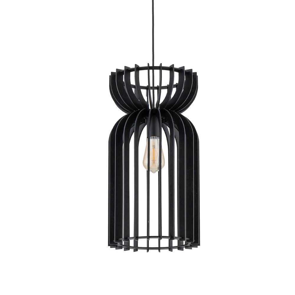 Hängelampe aus Holz Kymi Ø 26cm - schwarz