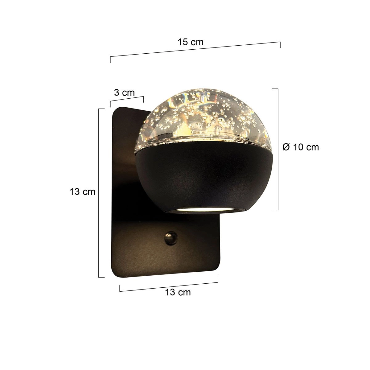 LED-Wandlampe Belluno Schwarz mit Glas – dimmbar Steinhauer 8712746183948