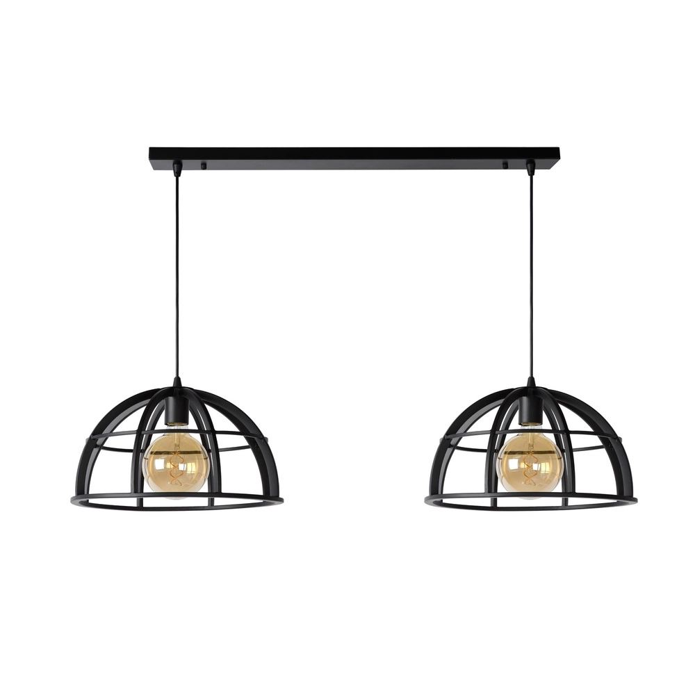 2-Licht Pendellampe Dikra Industriell Schwarz