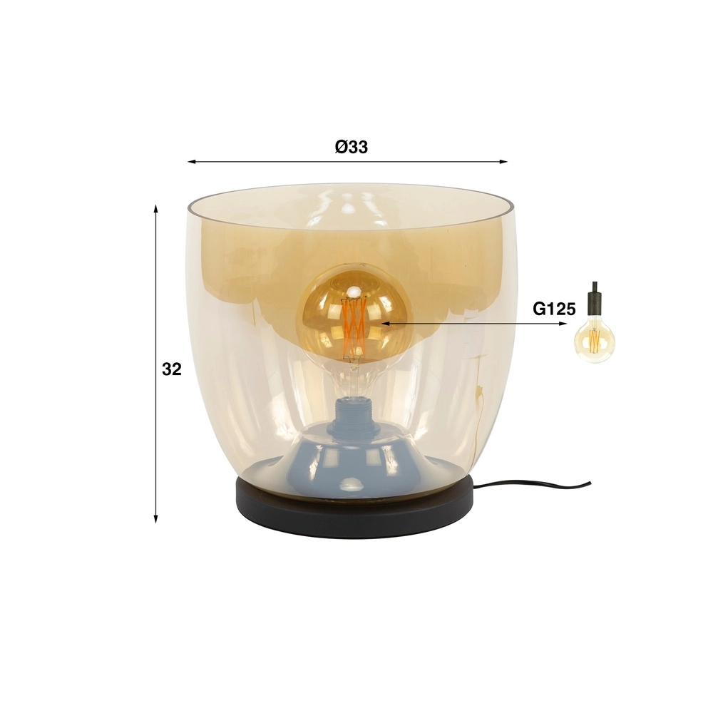 Bernsteinglas der Stehlampe UP Ø 33 cm – 32 cm hoch Lyora 8716803512610
