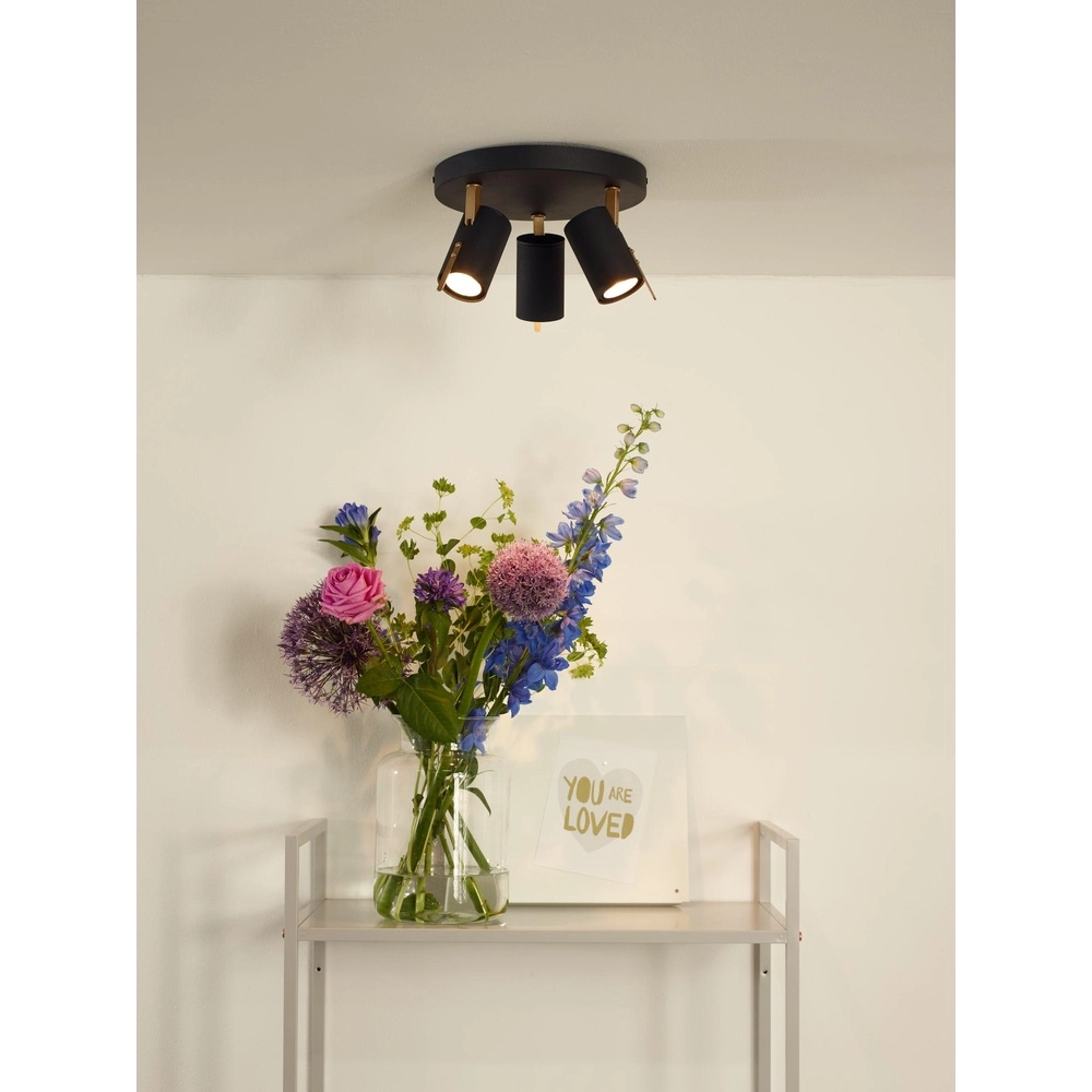 Deckenlampe Grony 3-Licht Schwarz Lucide 5411212176912