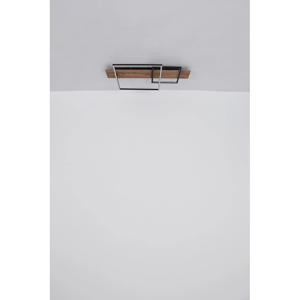 Design-Deckenlampe Vanni Schwarz mit Holz, Look 60 cm Globo 9007371451081