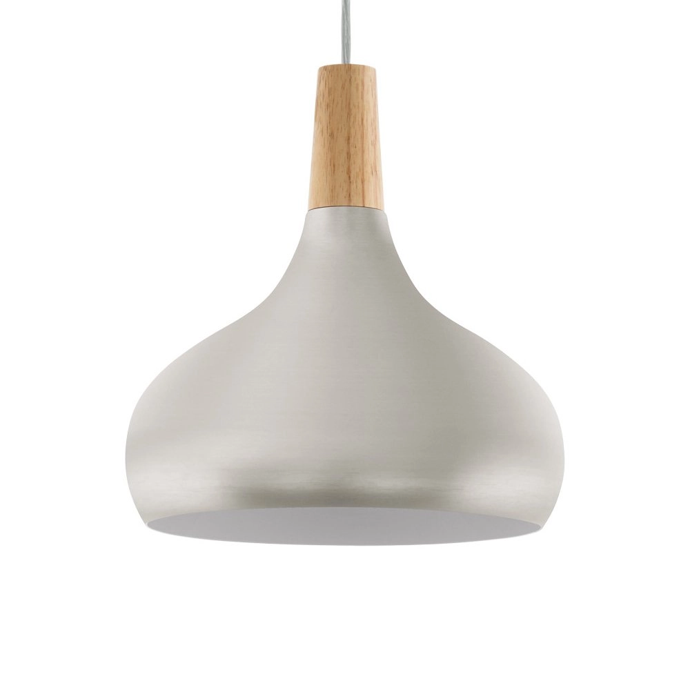 Pendelleuchte Sabinar 28 cm edelstahl mit Holzbraun