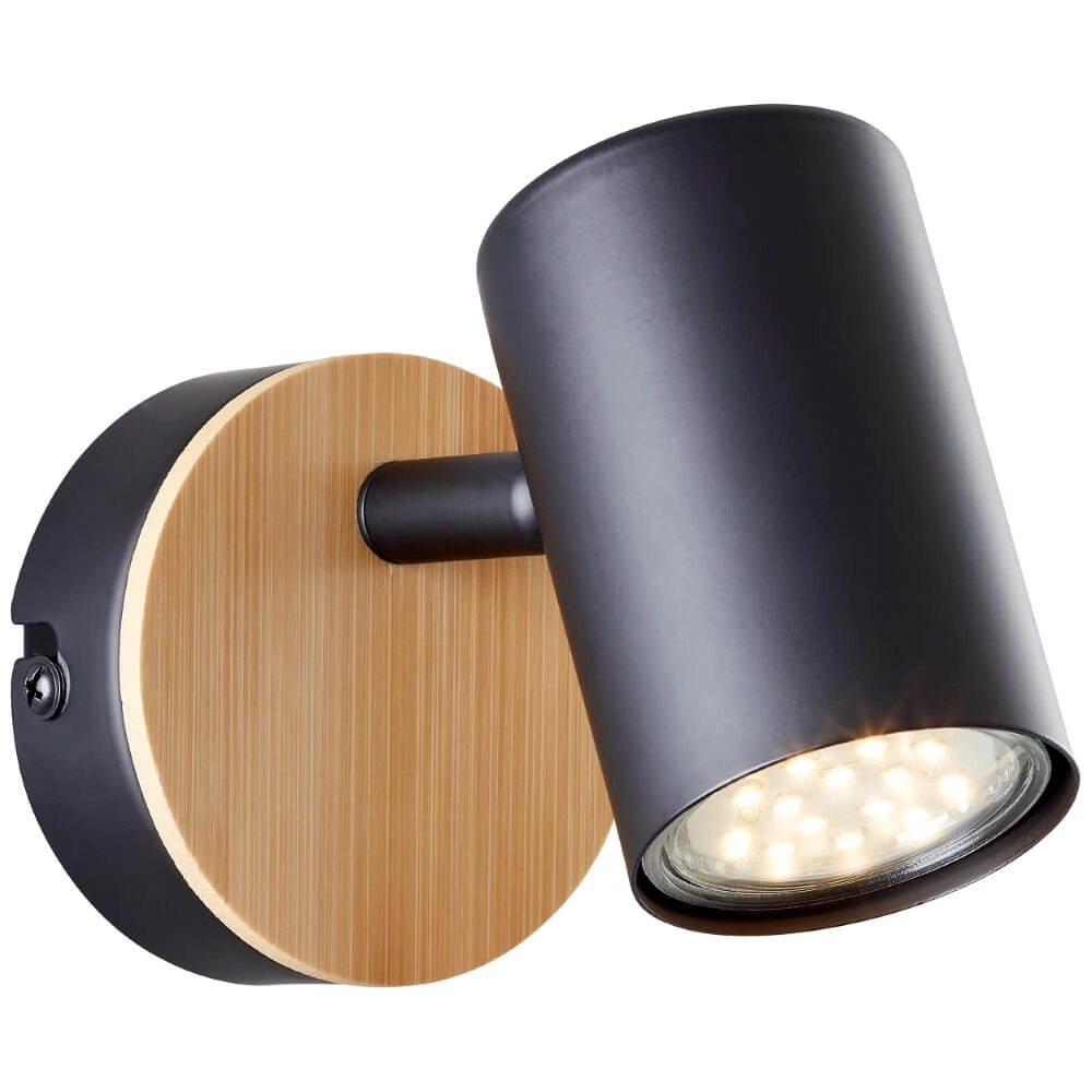 Wandlampe Niels schwarz mit Holz