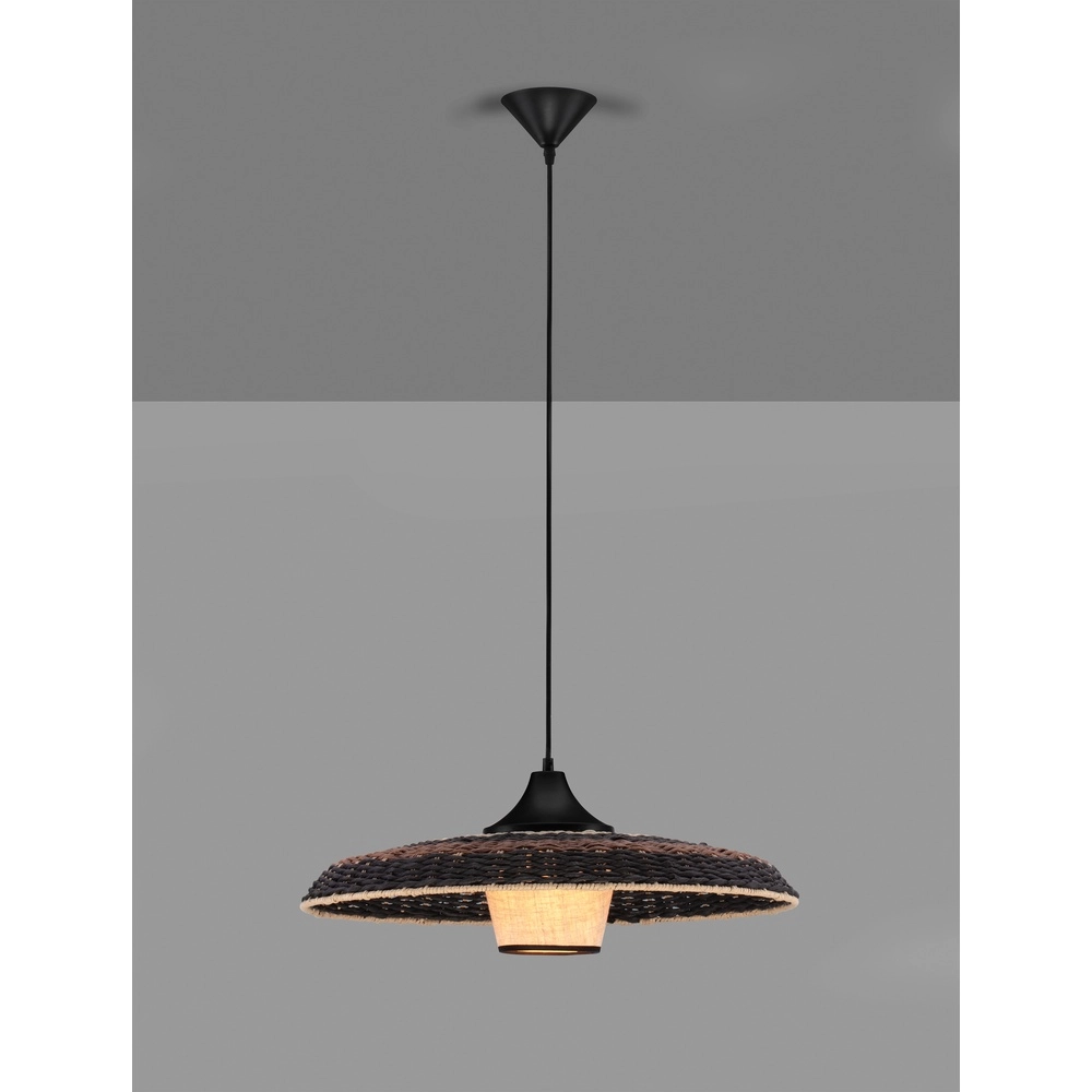 Pendelleuchte Capa schwarz mit Rattan Lyora 5212017452917
