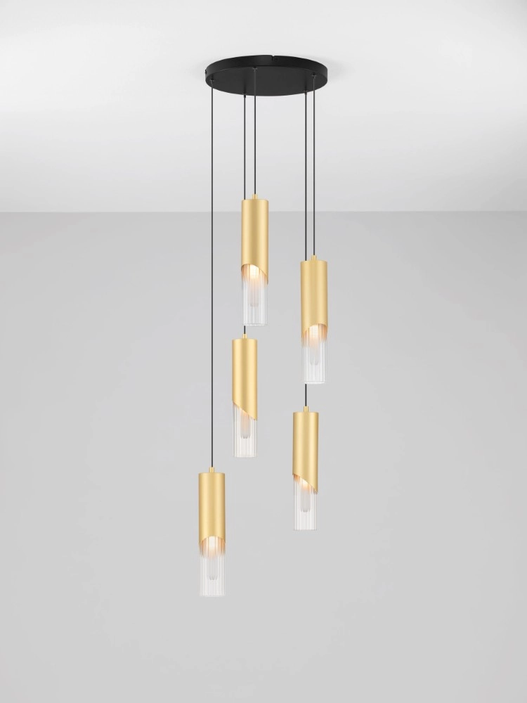 Design-Pendellampe Modesto Ø 33cm goldene 5-Licht Lyora 5212063501454