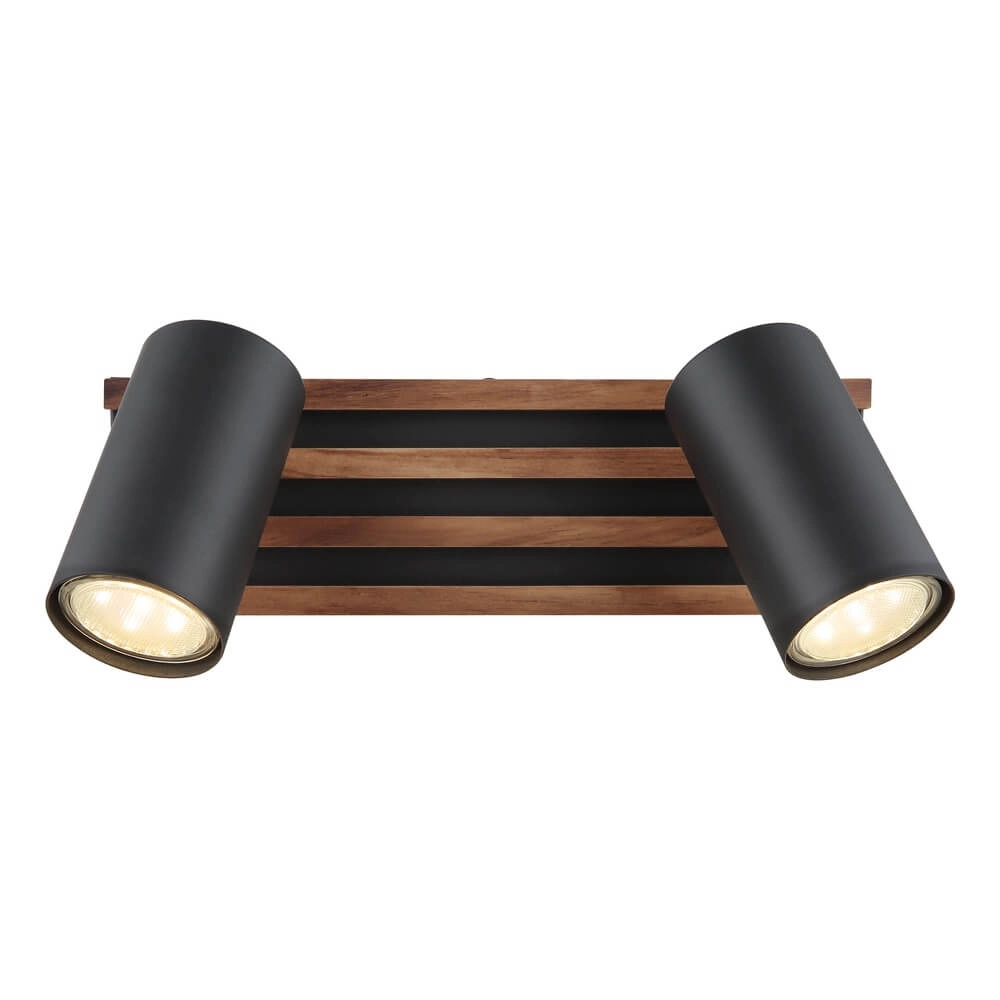 Deckenlampe Kayden Doppelzimmer schwarz mit Holz Globo 9007371528448