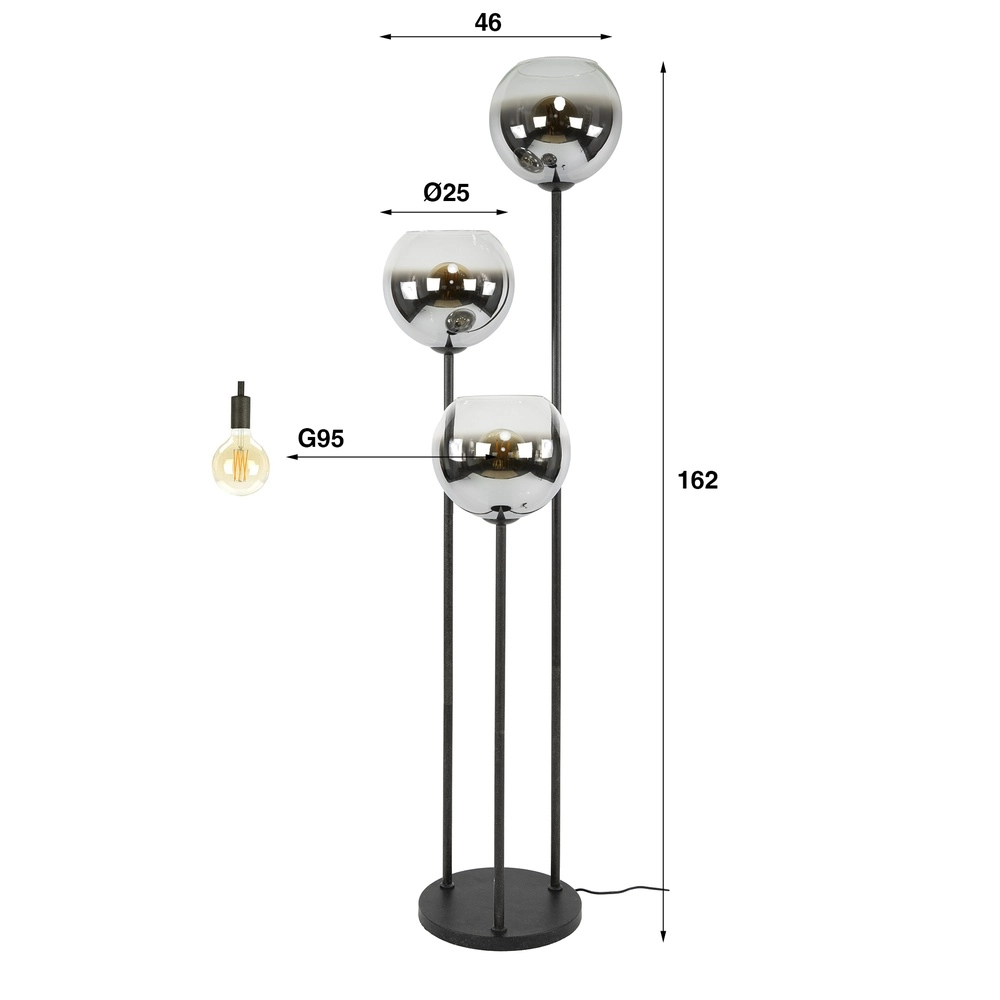3L-Stehlampe Bubble mit silbernem, verblassendem Glas Lyora 8716803511248