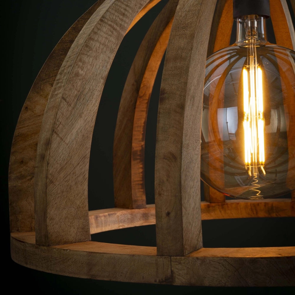 Holz-Esstisch-Pendellampe Orba Ø 60cm - E27 Lyora 8716803513211