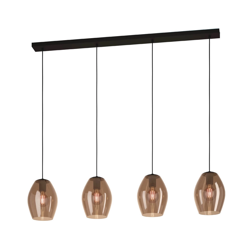 Hängelampe aus bernsteinfarbenem Glas Estanys 1 4-Licht