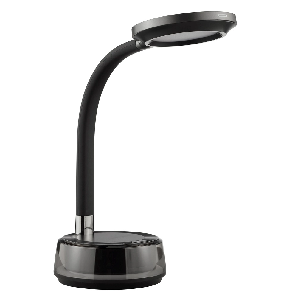 Schreibtischlampe Moonglow Schwarz mit der Uhr Brilliant 4004353460685