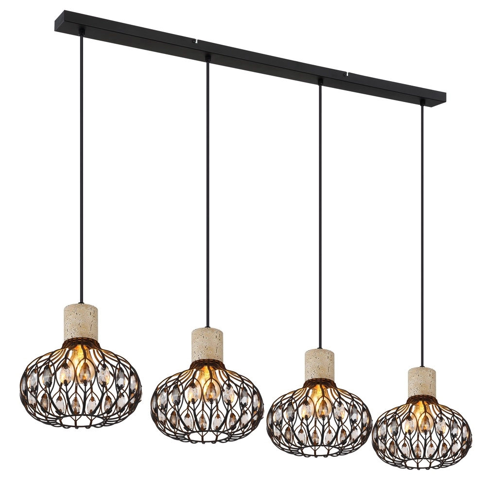 4-Licht Pendellampe Dorthy Country Black