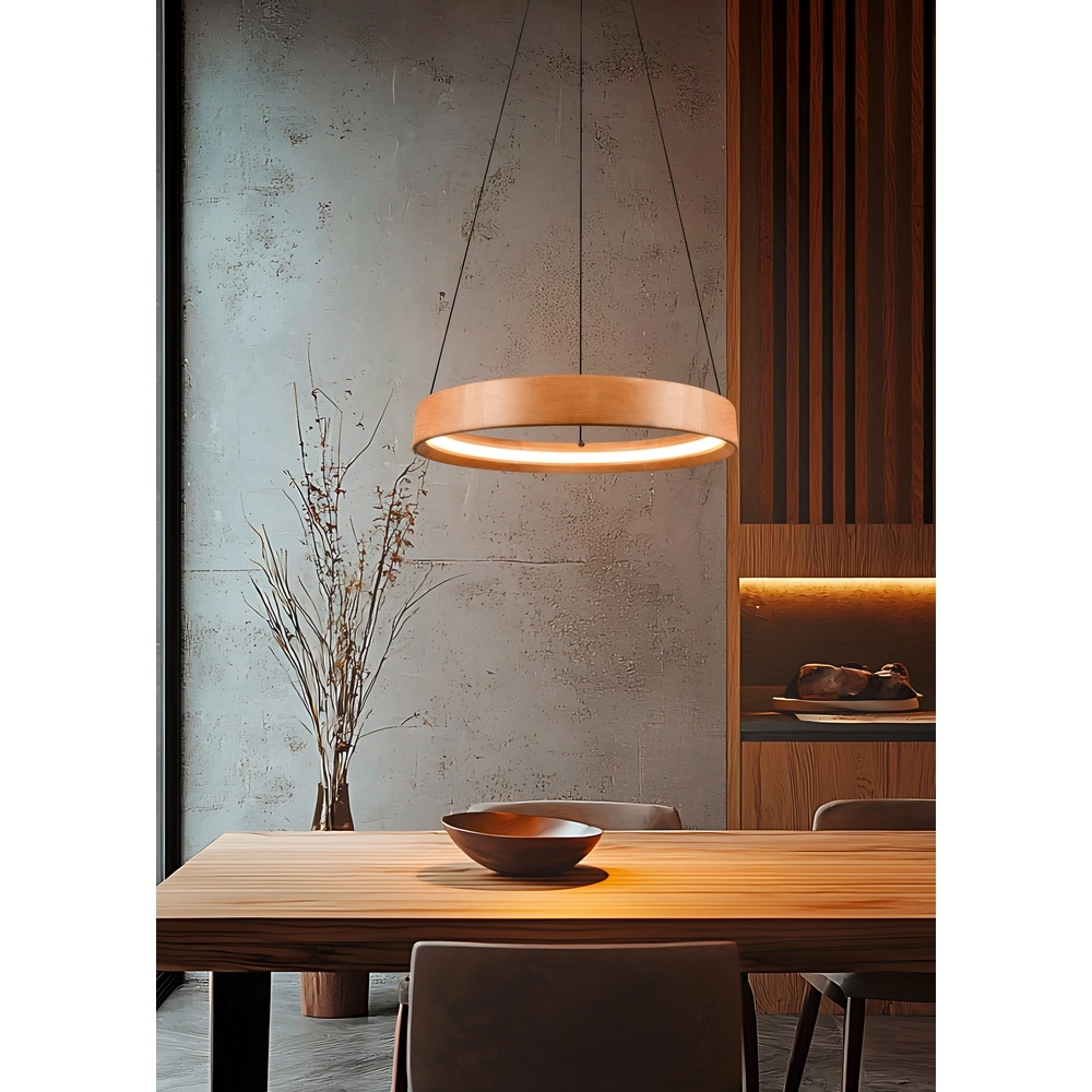 Design-Pendelleuchte Lynwood Holz Ø 50cm Trio 4017807662269