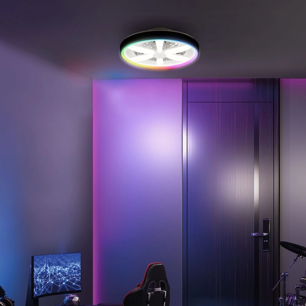 Schwarzer Deckenventilator Gaiano mit RGB-Lampe Brilliant 4004353455711