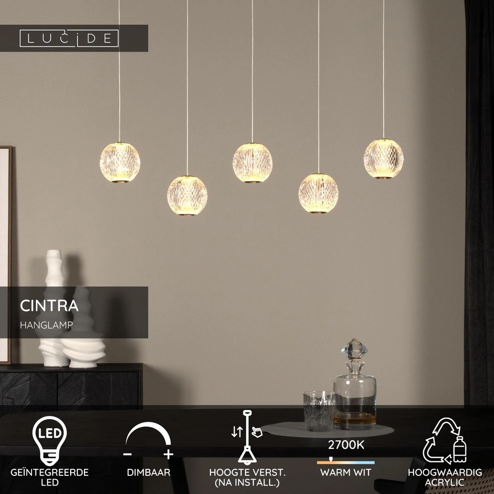 Goldene Pendellampe Cintra 5-Licht Lucide 5411212134400