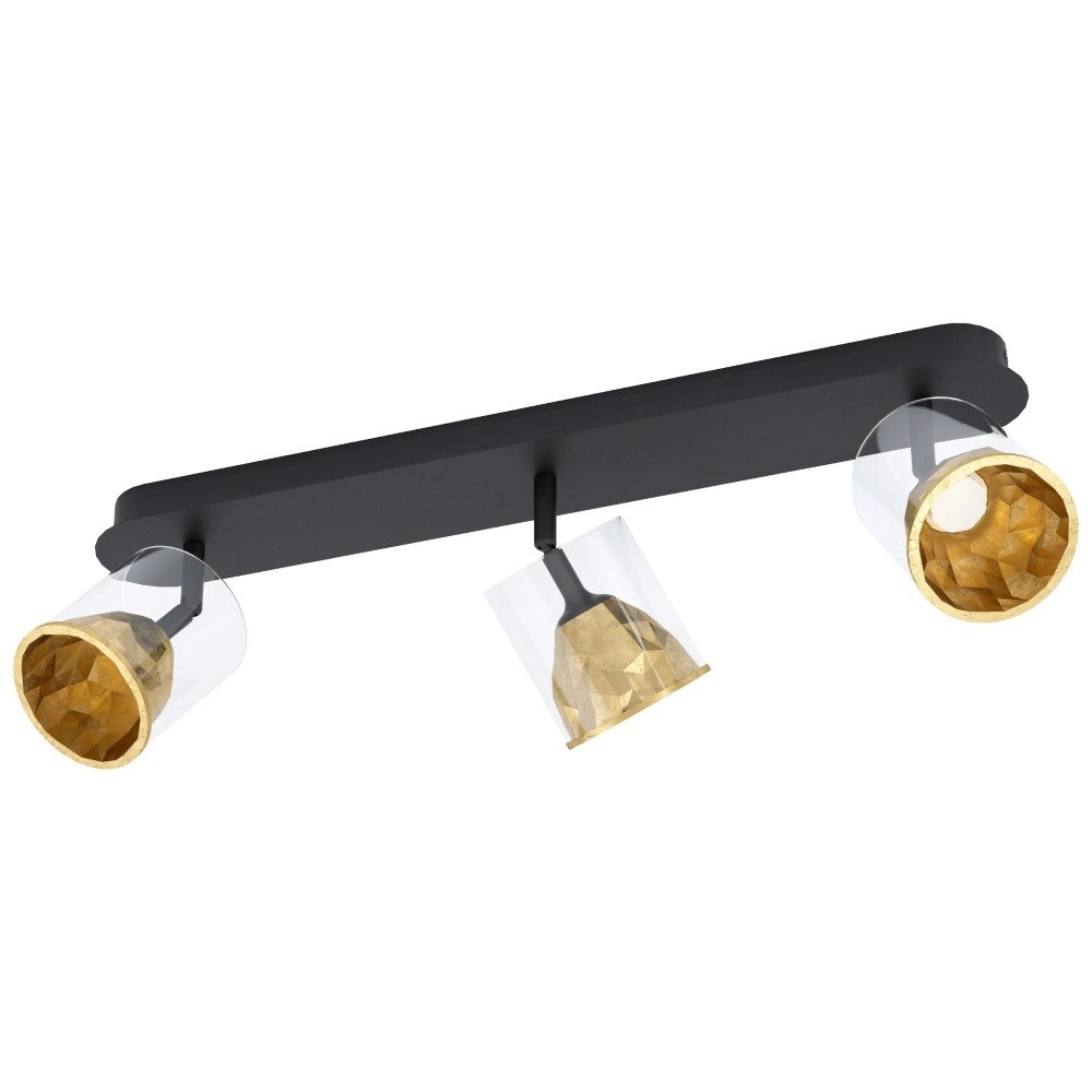Schwarze Deckenleuchte Melito mit goldenen 3-Lichtern Stars of Light 9002759395759