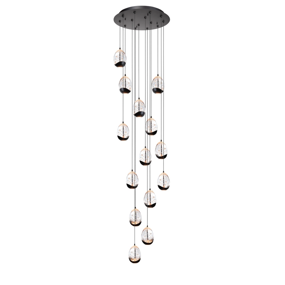 Pendelleuchte Clear Egg schwarz 14-flammig