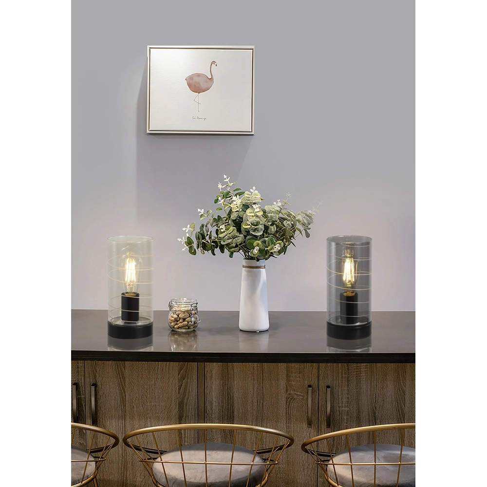 Tischlampe Broughton Rauchglas Searchlight 5053423300870