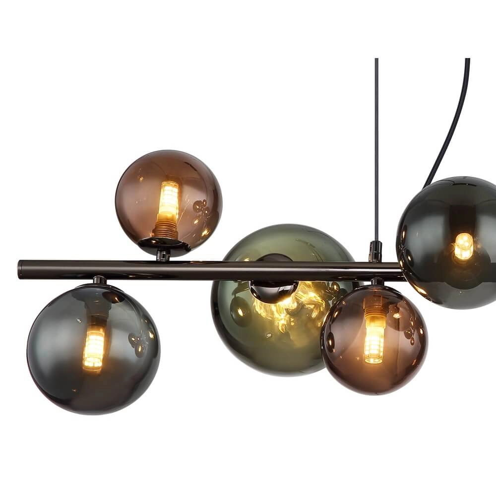 Schwarze Pendelleuchte Riha Farbiges Glas 9-flammig Globo 9007371456116