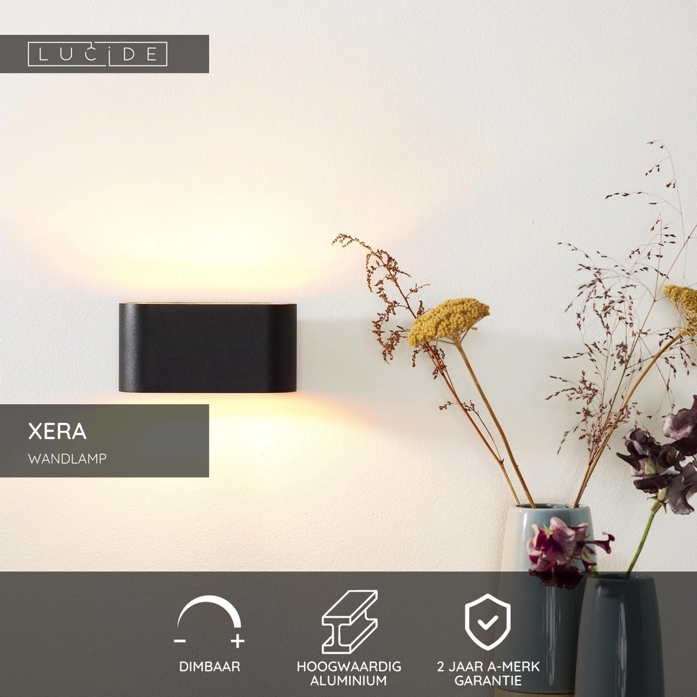 Wandlampe Xera 16 cm schwarz Lucide 5411212233684