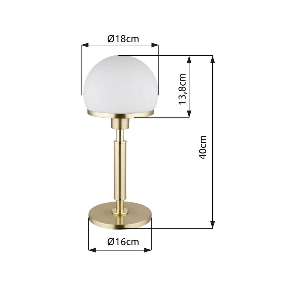 Tischlampe Haku Gold mit weißem Glas Globo 9007371450312