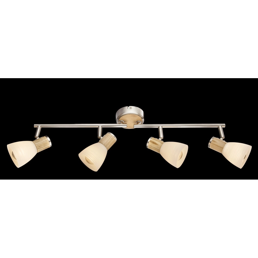 Deckenlampe Gylfi Nickel mit Holz-4-Fenstern Globo 9007371352548